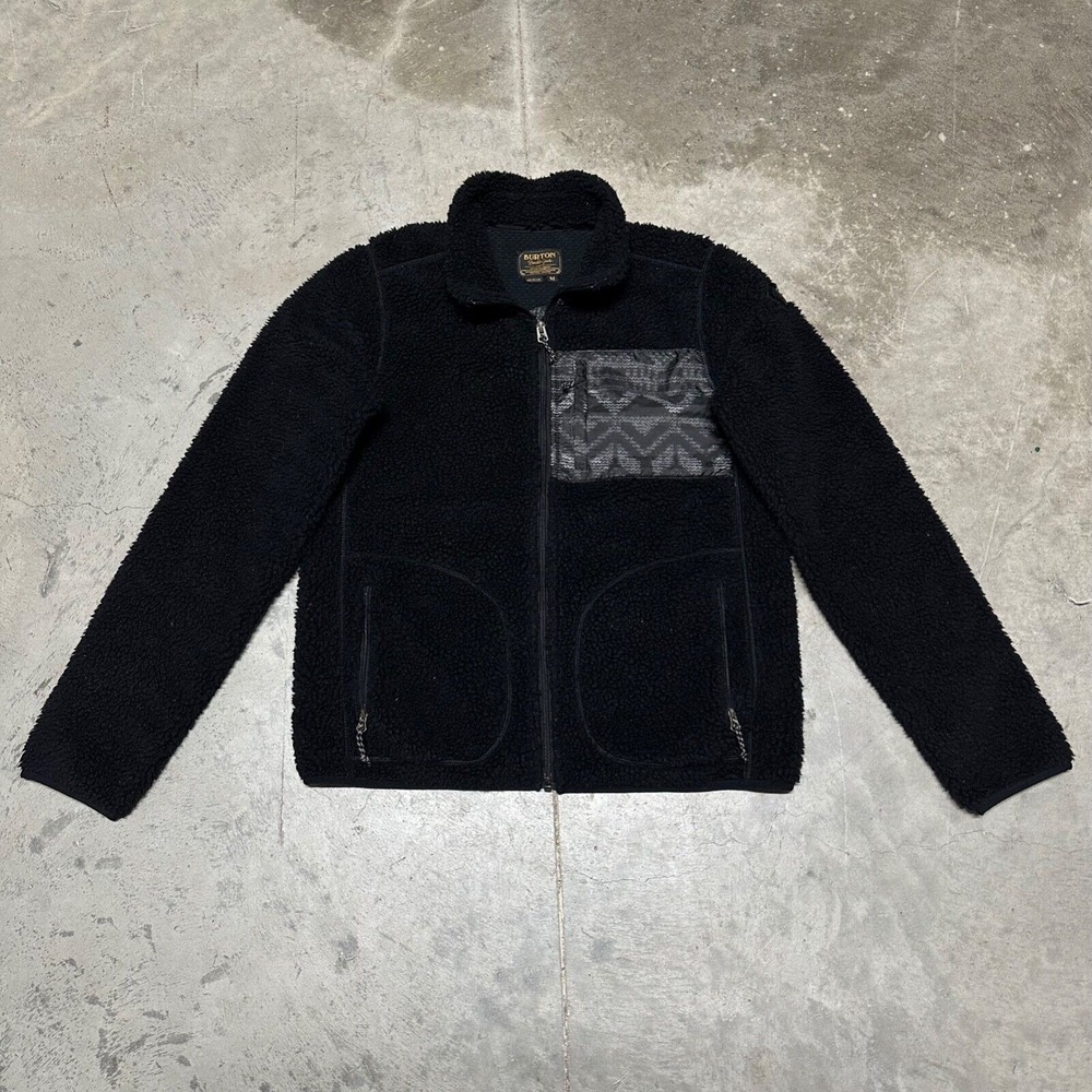 Burton WB Bombay Fleece Jacket Womens Size Medium Black Deep Pile Fleece